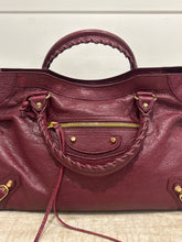 Balenciaga Bag, Burgundy Agneau Classic Gold Hardware City Bag