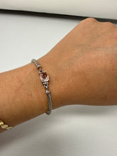 David Yurman 3mm Sterling Silver Morganite & Diamond Petite Wheaton Bracelet