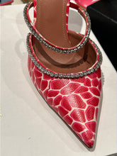 Amina Muaddi Shoes, Pink Gilda 95 Giraffe Print Leather Mules (size 41)