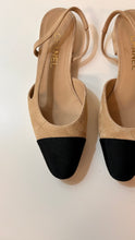 Chanel Shoes, Beige Suede Goatskin & Grosgrain Slingbacks (size 38.5)