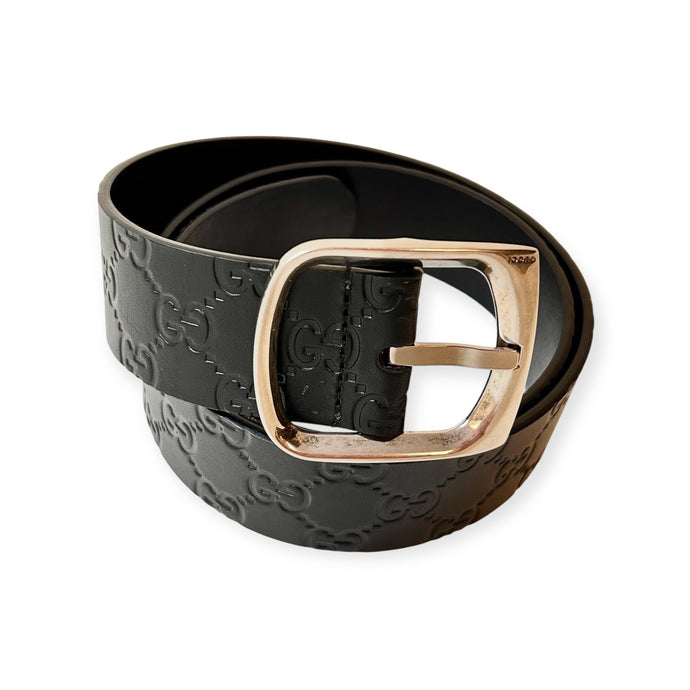 Gucci Black GG Guccissima Leather Belt (size 85)