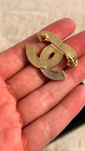Chanel Pink Enamel & Gold Metal CC Brooch