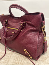 Balenciaga Bag, Burgundy Agneau Classic Gold Hardware City Bag