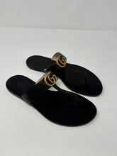 Gucci Shoes, Black Leather GG Thong Sandals (size 40.5)