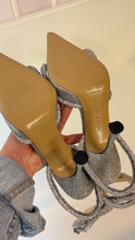 Mach & Mach Shoes, Silver Double Bow Crystal-Embellished Satin Pumps (size 37.5)