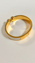 Hermès White & Gold H Clic Clac Bracelet