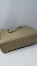 Saint Laurent Bag, Beige Grain De Poudre Matelasse Chevron Monogram Shopping Bag
