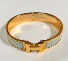 Hermès Light Blue & Gold H Clic Clac Bracelet