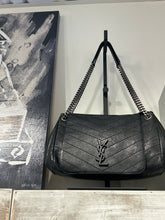 Saint Laurent Bag, Black Lambskin Chevron Monogram Medium Nolita Shoulder Bag