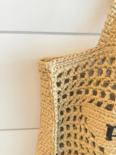 Prada Bag, Yarn Raffia Effect Crochet Logo Embroidered Tote Bag