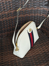 Gucci Bag, Off White Textured Dollar Calfskin Web Small Ophidia Dome Shoulder Bag
