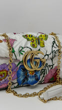 Gucci Bag, White Silk Flora-Motif Print GG Mini Marmont Bag