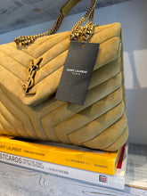 Saint Laurent Bag, Chartreuse Suede Y Quilted Monogram Medium Loulou Chain Satchel
