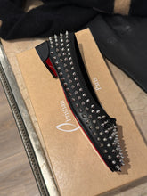Christian Louboutin Shoes, Black Leather Sweetie Jane Spikes Flats (size 39)