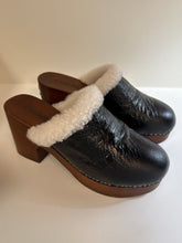 Chanel Shoes, Black Leather & Shearling Platform Clogs (size 38)