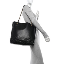 Chanel Bag, 1986 Black Lambskin Quilted CC Shopping Tote