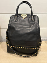 Valentino Bag, Black Leather Rockstud New Dome Bucket Tote