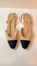 Chanel Shoes, Beige Suede Goatskin & Grosgrain Slingbacks (size 38.5)