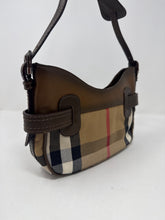 Burberry Bag, Brown Leather Plaid Canvas Small Shoulder Bag
