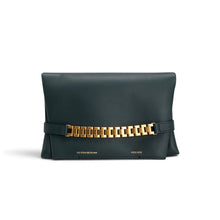Victoria Beckham Green Leather Chain Mini Pouch