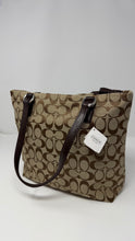 Coach Bag, Signature Canvas & Brown Patent Leather Small Tote