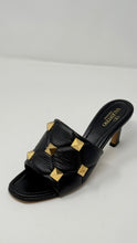 Valentino Shoes, Black Leather Roman Gold Stud Mules (size 39)