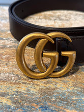 Gucci Dark Brown Leather Gold GG Belt (size 100)