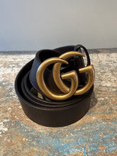 Gucci Dark Brown Leather Gold GG Belt (size 100)