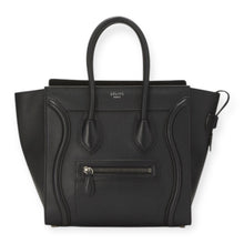 Celine Bag, Black Drummed Calfskin Luggage Tote