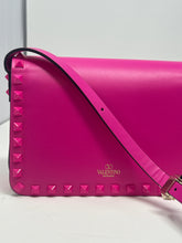 Valentino Bag, Hot Pink Smooth Calfskin Enamel Tonal Small Rockstud23 Shoulder Bag