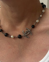 Chanel 2017 Metal Pearl Bead Crystal CC Necklace
