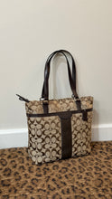 Coach Bag, Signature Canvas & Brown Patent Leather Small Tote