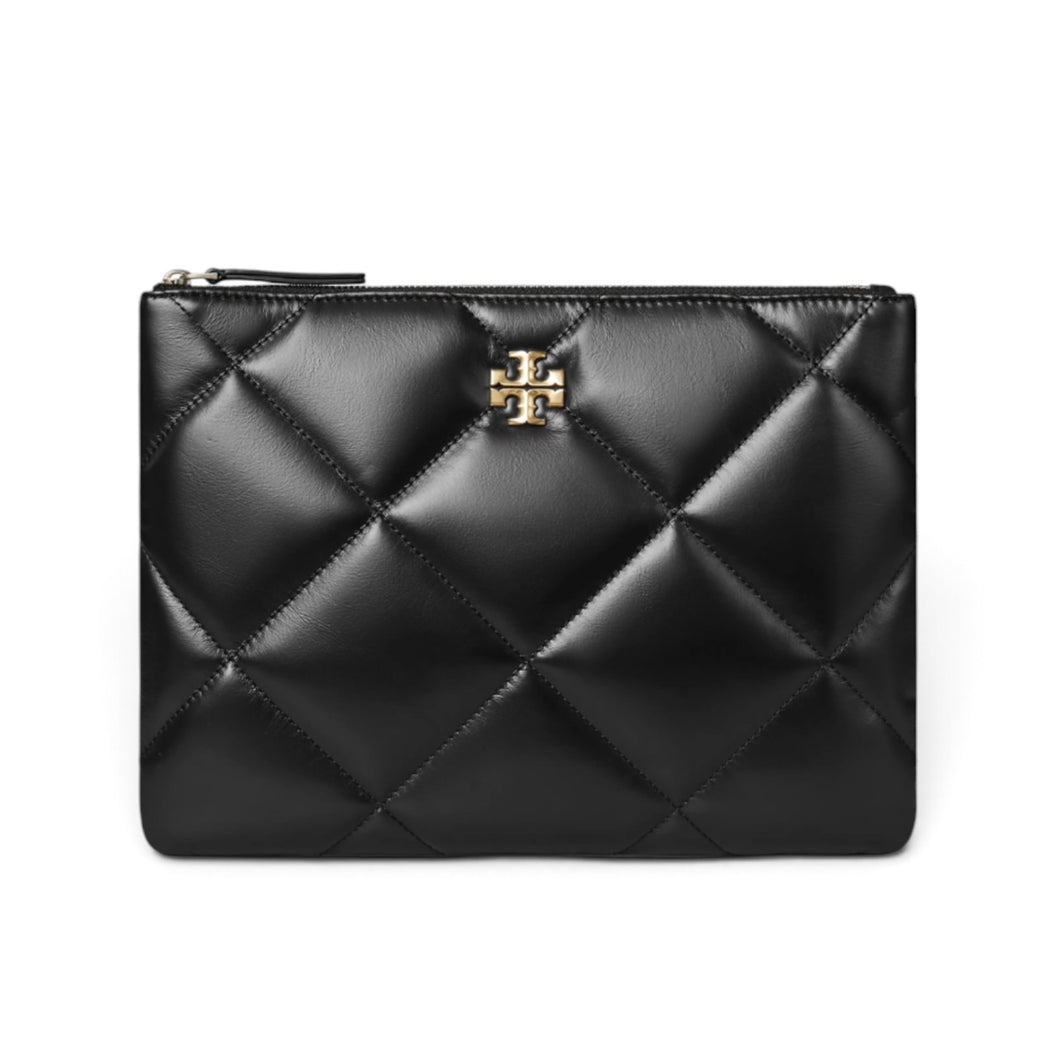 Tory Burch Black Leather Kira Diamond Quilt Pouch