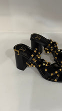 Valentino Shoes, Black Leather Rockstud Strappy Block-Heel Sandals (size 40)