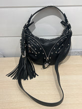 Versace Bag, Black Leather Studded Repeat Hobo Bag