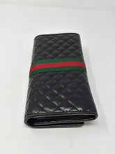 Gucci Black Calfskin Web Trapuntata GG Continental Wallet