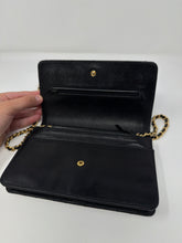 Chanel Bag, 2004 Black Glazed Calfskin Quilted Wallet on Chain