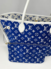 Louis Vuitton Bag, Limited Edition Blue & White Jacquard Velvet Monogram Neverfull MM
