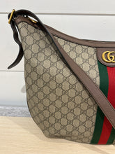 Gucci Bag, GG Supreme Monogram Web Ophidia Half Moon Hobo Crossbody