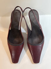 Brunello Cucinelli Shoes, Burgundy Leather Monili-Embellished Slingback Pumps (size 38)