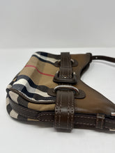 Burberry Bag, Brown Leather Plaid Canvas Small Shoulder Bag