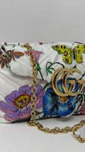 Gucci Bag, White Silk Flora-Motif Print GG Mini Marmont Bag