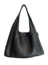 Henry Beguelin Bag, Black Intrecciato & Smooth Leather Hobo Bag