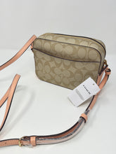 Coach Bag, Signature Canvas with Blush Pink Leather Mini Camera Crossbody