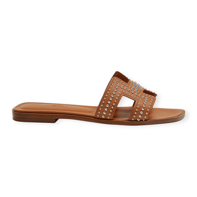 Hermès Shoes, Tan Leather Oran Sandals (size 40.5)