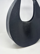 Staud Bag, Black Lizard Embossed Leather Large Moon Bag