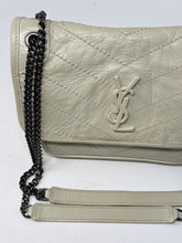 Saint Laurent Bag, Ivory Crinkled Calfskin Matelasse Monogram Baby Niki Chain Satchel