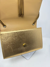 Saint Laurent Bag, Gold Metallic Leather Classic Monogram Tassel Small Flap Kate Bag