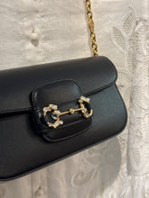 Gucci Bag, Black Horsebit 1955 Embellished Textured-Leather Bag