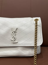 Saint Laurent Bag, Cream Lambskin Matelasse Monogram Medium Niki Chain Satchel